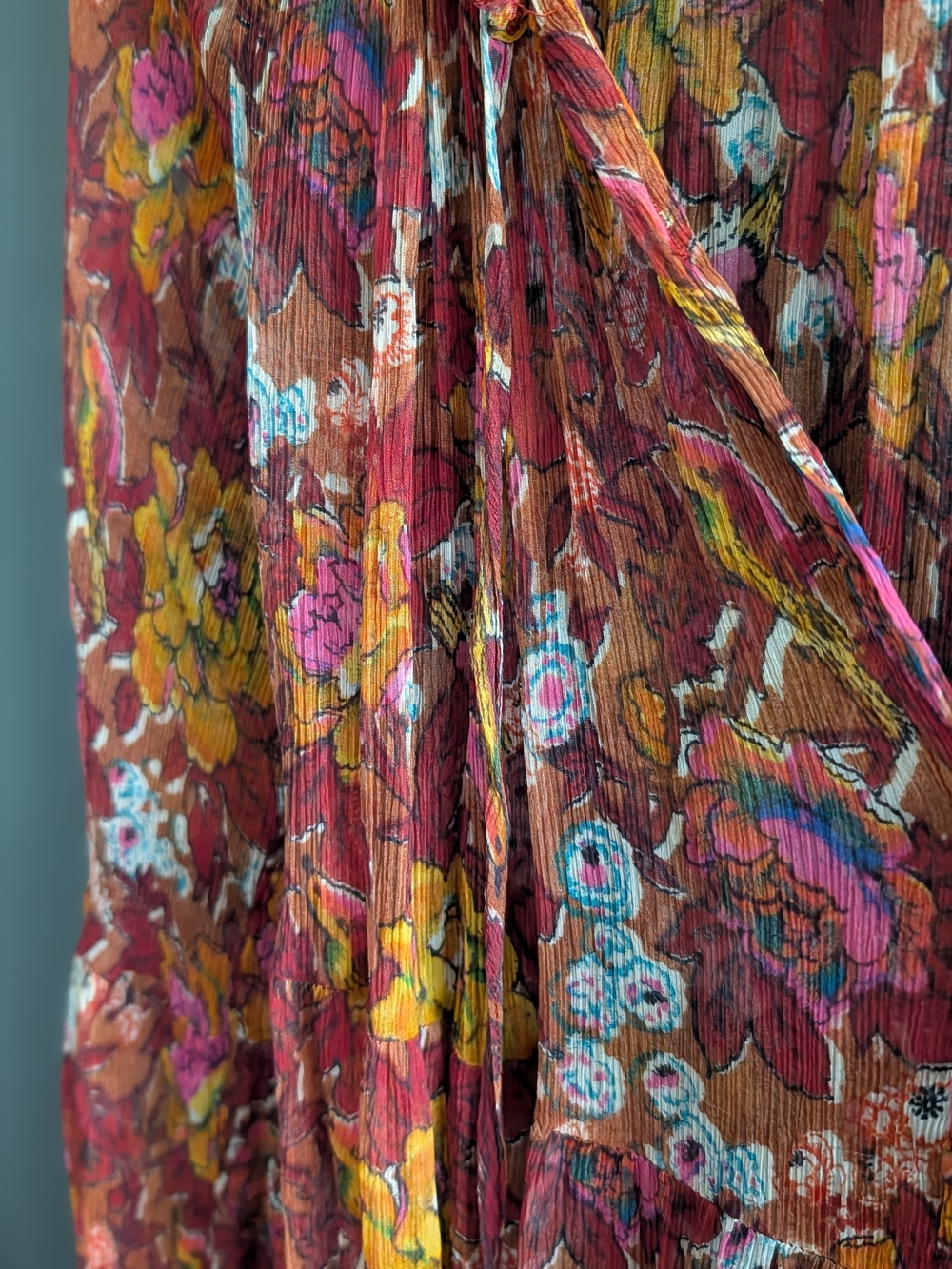 Johnny Was Daisy Floral Mini Dress in Burgundy, Mustard & Pink Size S - Picture 9 of 10